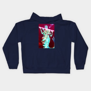 Fairy flute mermaid faerie shrimp multi arm goddess flautist glowing fantasy Kids Hoodie